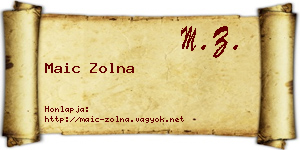 Maic Zolna névjegykártya